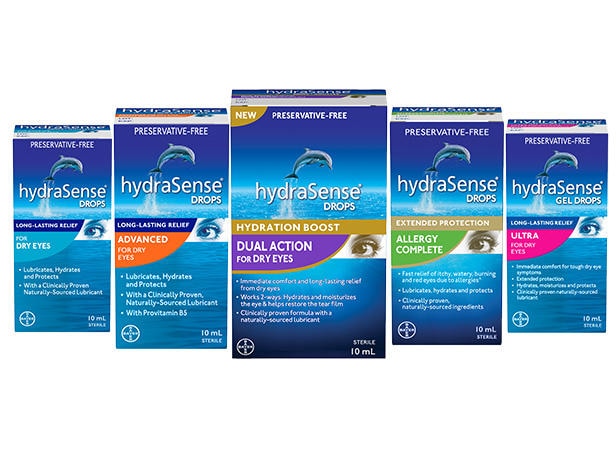Hydrasense nasal congestion relief product box collection